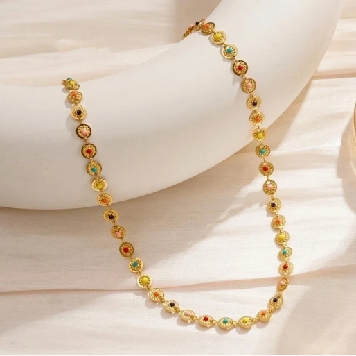 It construction suggest a blend of durability and decorative appeal, and it is known for its 18K gold plated titanium steel.