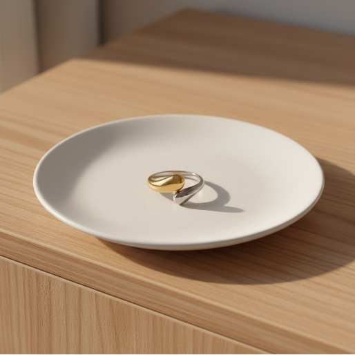 The design of this ring is intended as a modern statement piece, suitable for various occasions.