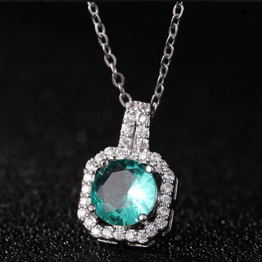 COLORFUL GEMSTONE HALO PENDANT