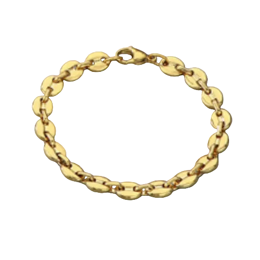 Gold mariner chain bracelet on a gray background