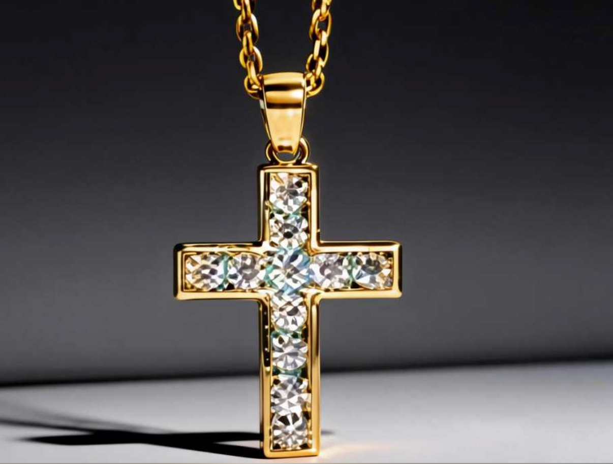 Mossainite Cross Pendant Necklace