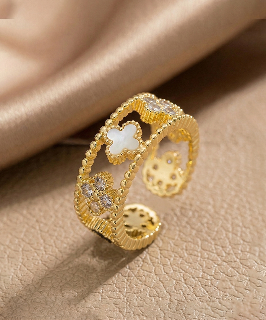 Clover Style Beaded Open Band