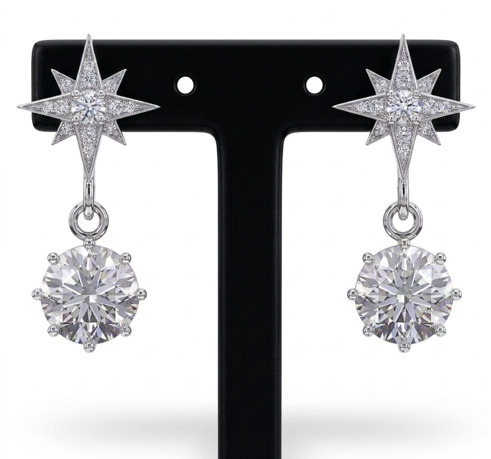 Sterling Silver Moissanite Star Drop Earrings