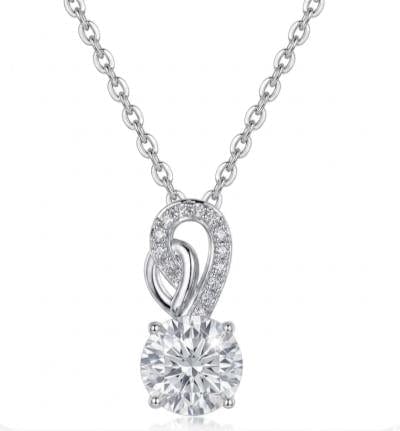 Sterling Silver Love Knot Solitary Pendant Necklace