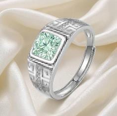 Men's Green Moissanite Ring
