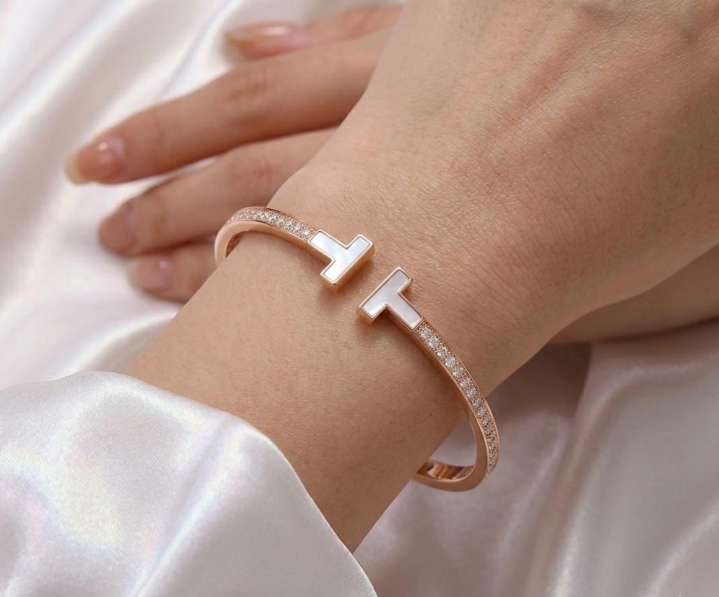 Rose Gold T-Motif Cuff Bracelet
