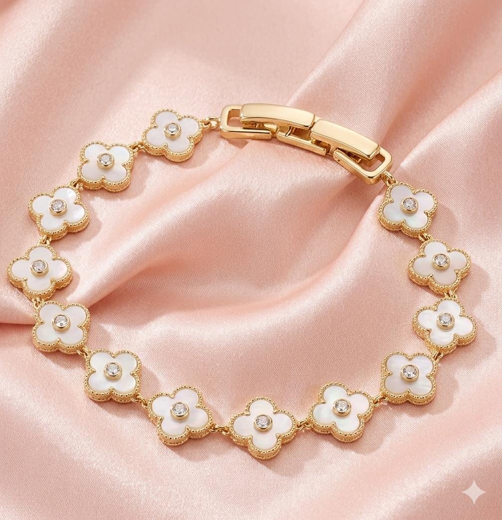 Gold-Plated Four-Leaf Clover Bracelet
