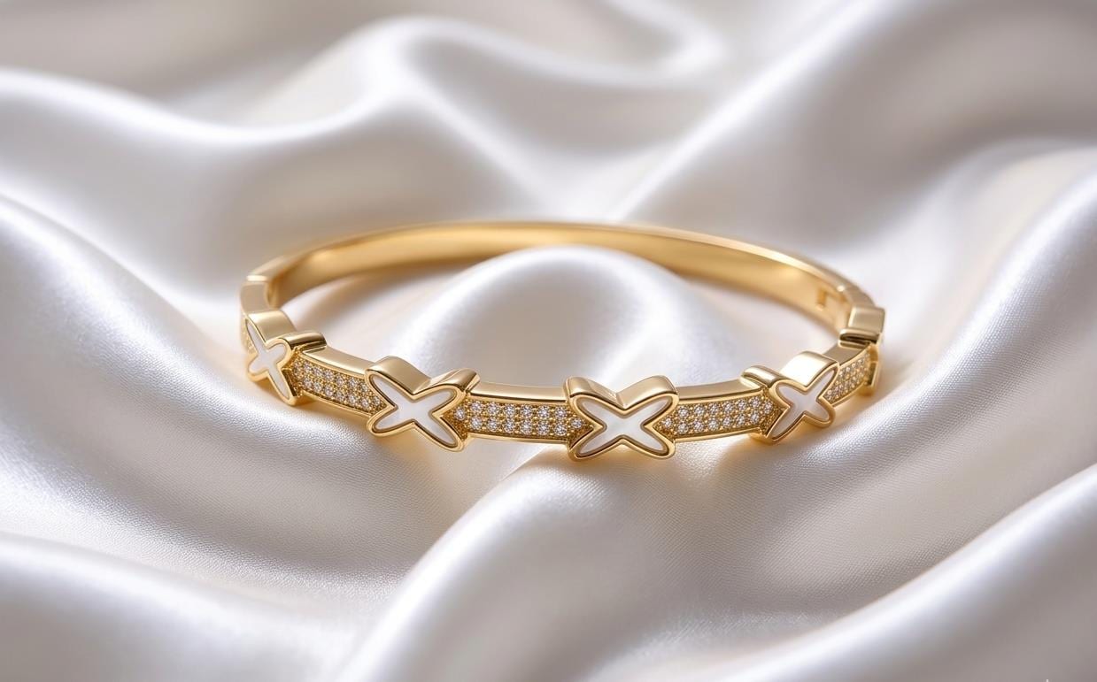 Gold X-Link Pave Crystal Bracelet