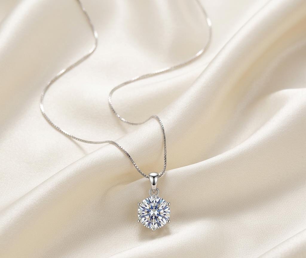 Silver 3C Moissanite Solitary Necklace