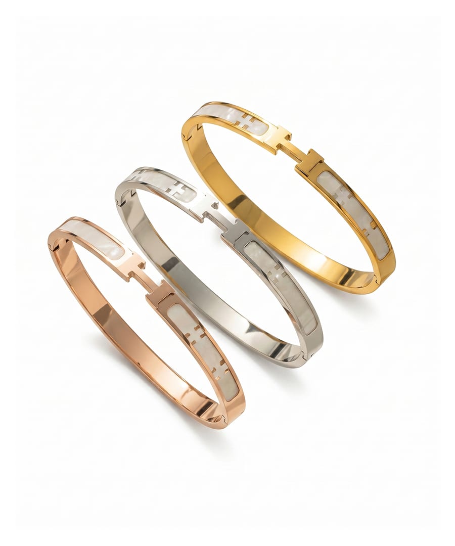 Elegant Lettered Gold- Plated Bangle Bracelet