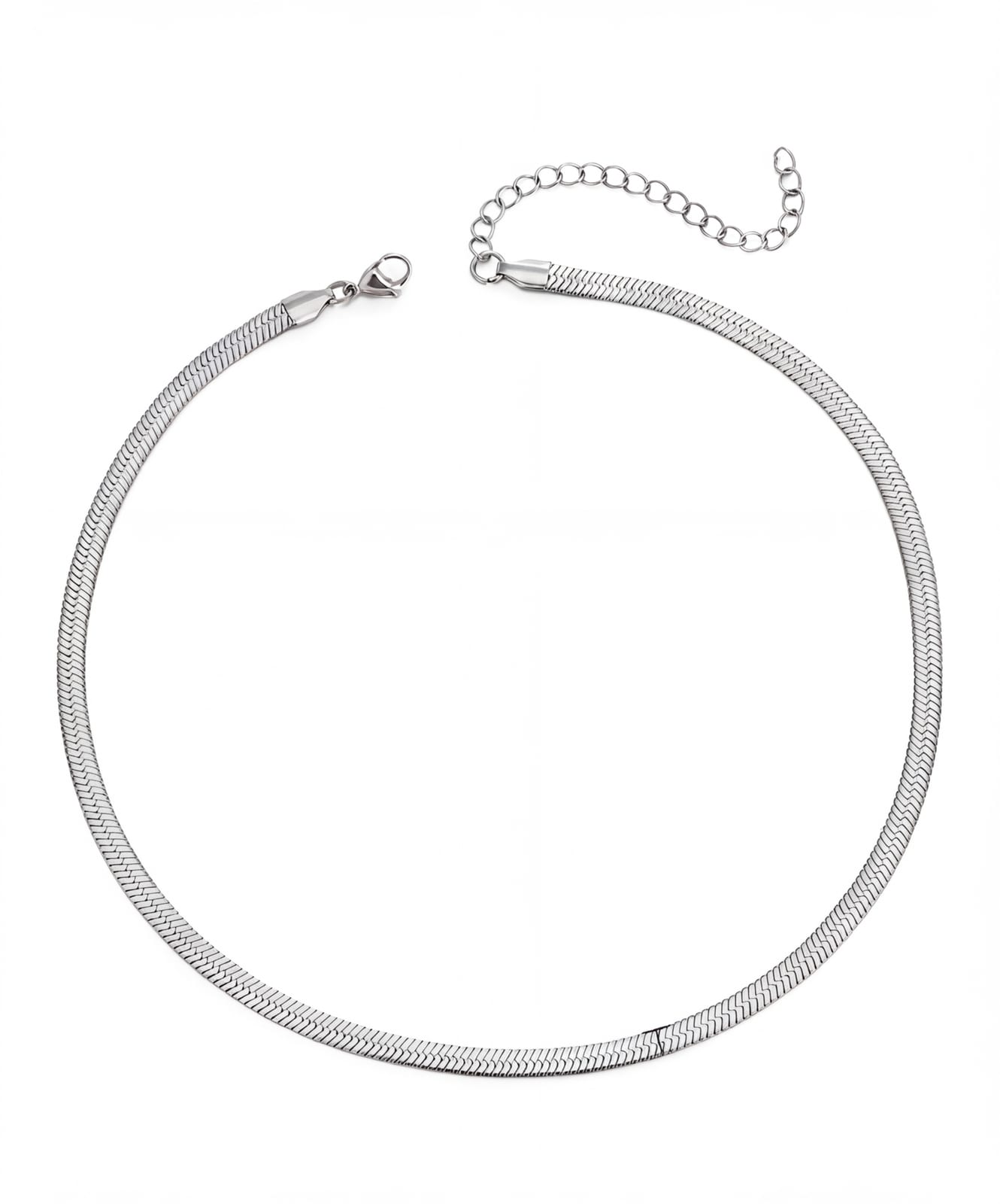 Herringbone Silver Tone Necklace