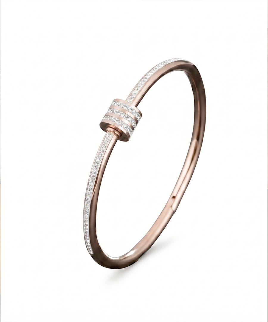 Pave-set Zircons Hinged Bangle Bracelet