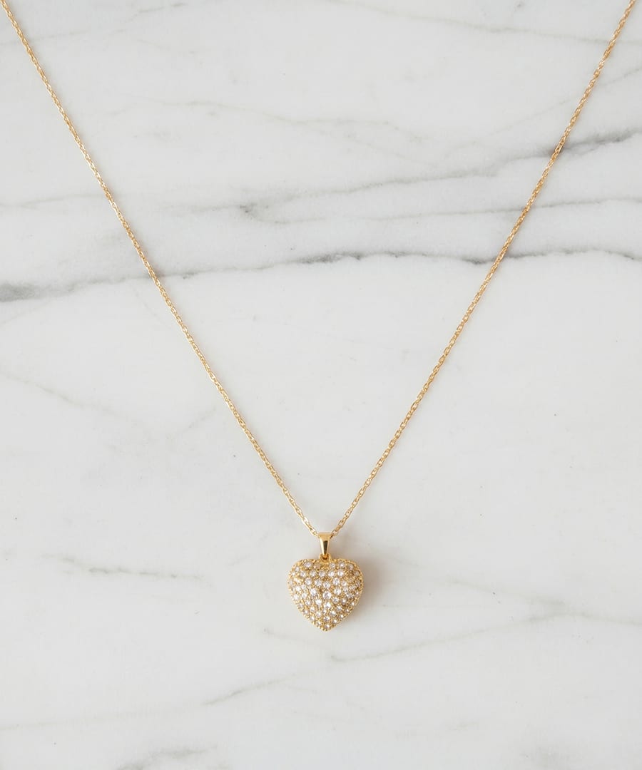Zircon-Encrusted Heart Necklace