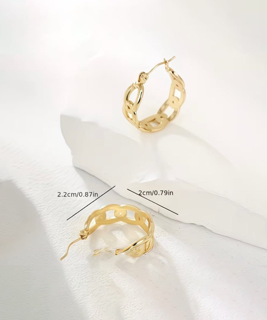 Gold Cable Chain Hoop Earrings