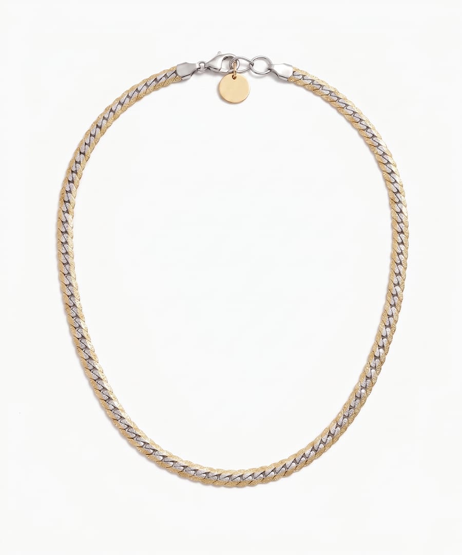 Double Tone Cuban Link Chain Necklace