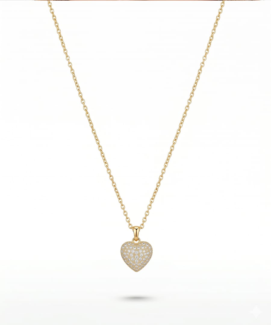 Zircon-Encrusted Heart Necklace
