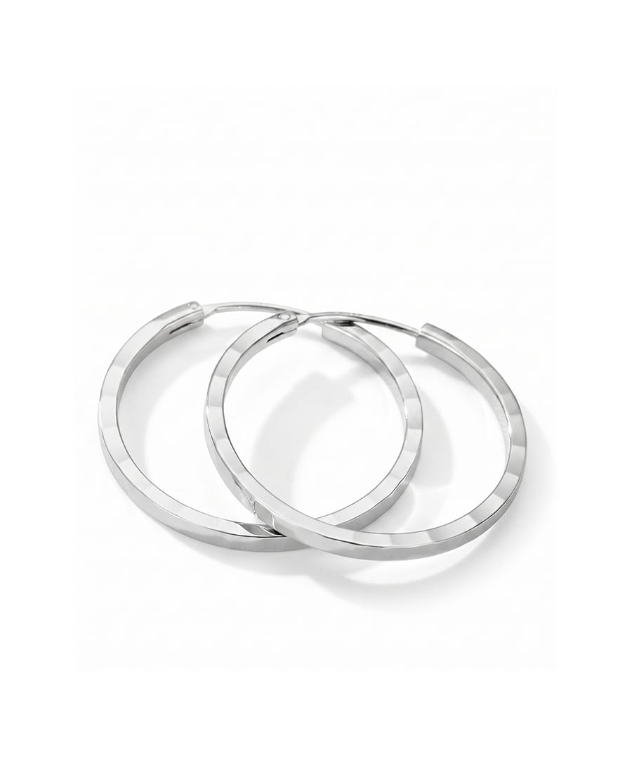 Square Edge Silver Hoop Earrings