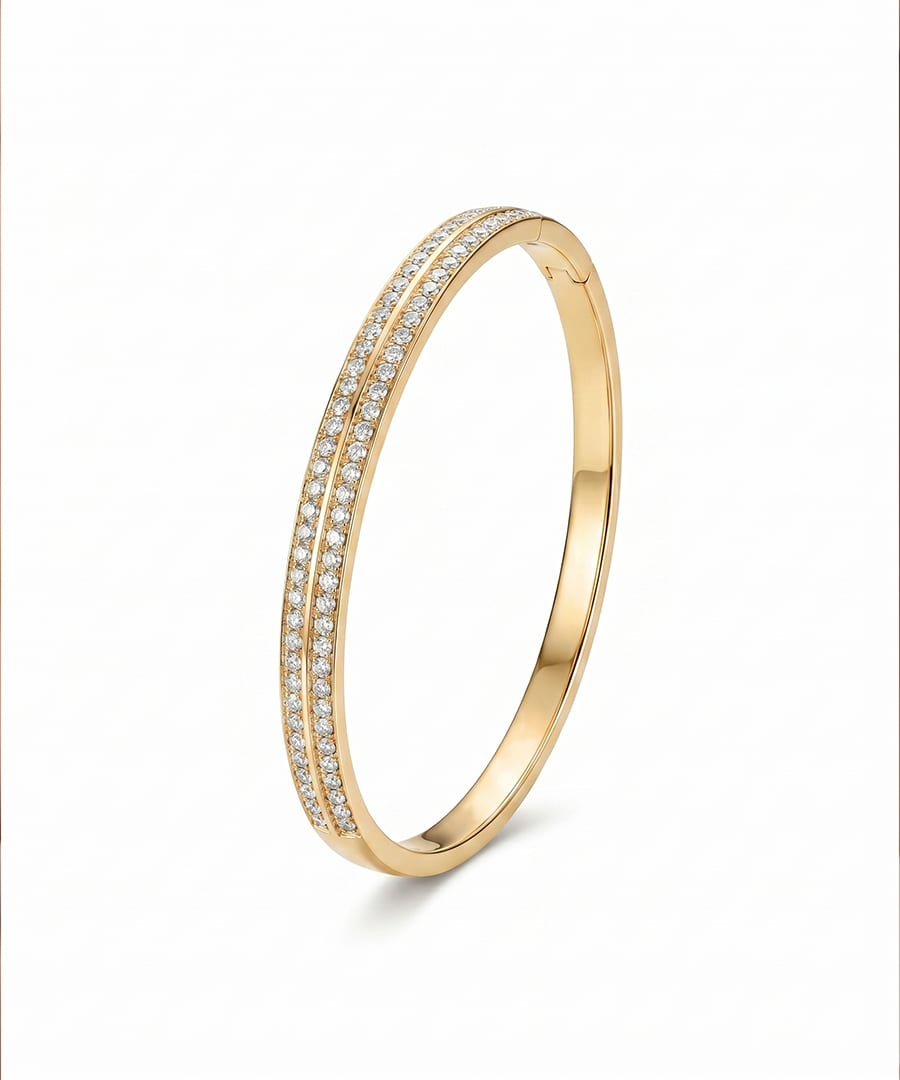 Gold Zircon Bangle Bracelet