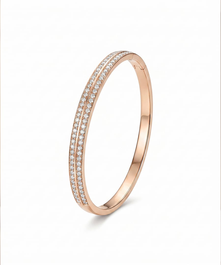 Gold Zircon Bangle Bracelet