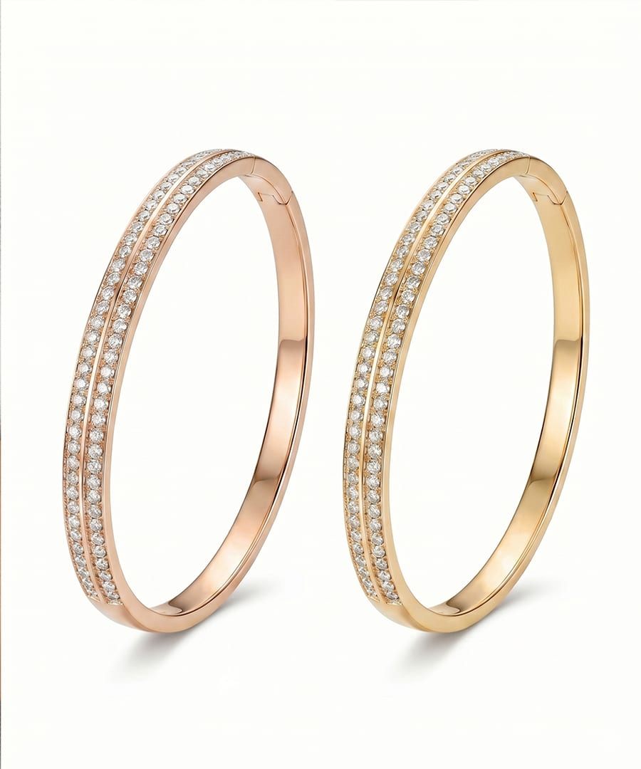 Gold Zircon Bangle Bracelet