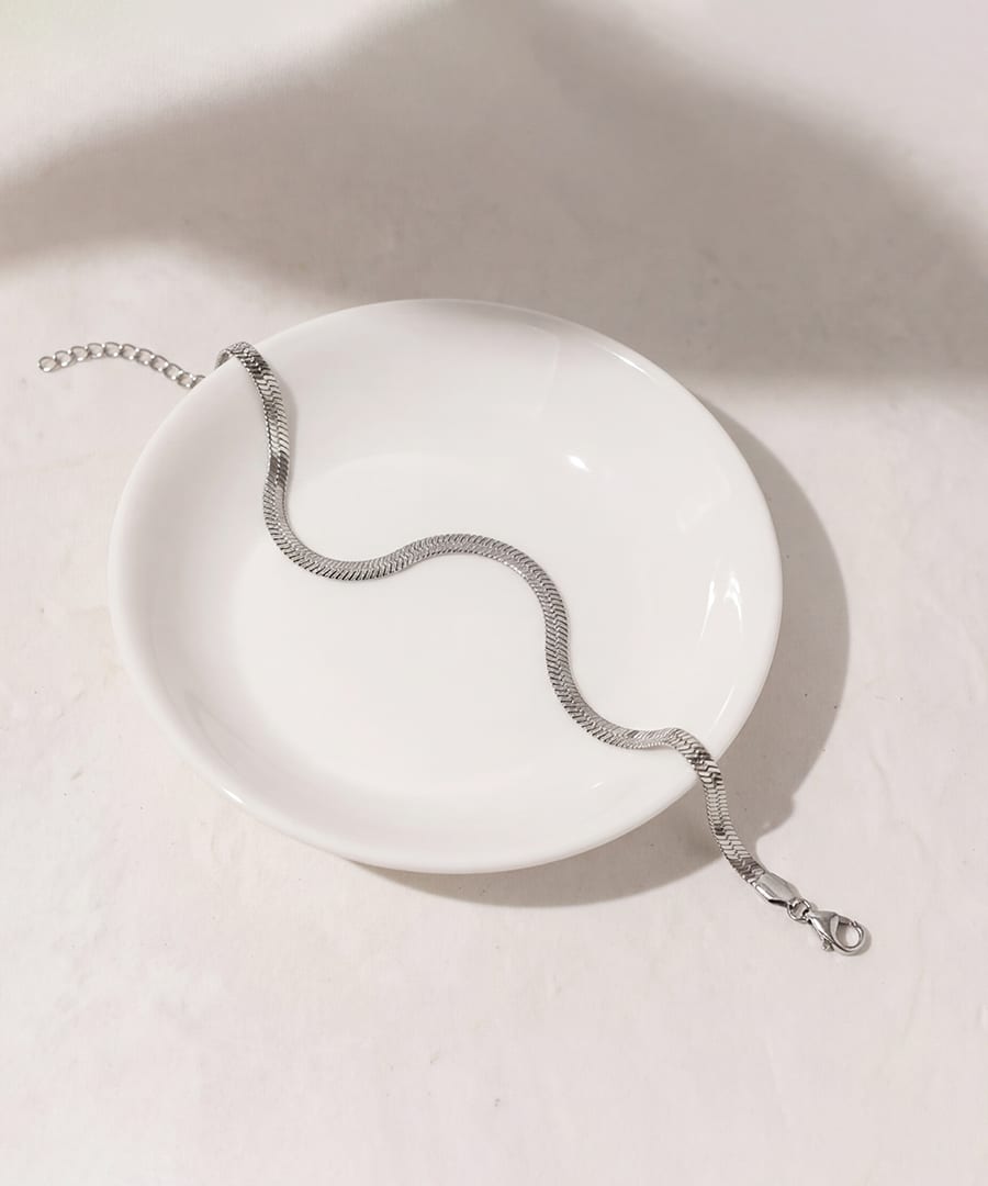 Herringbone Silver Tone Necklace