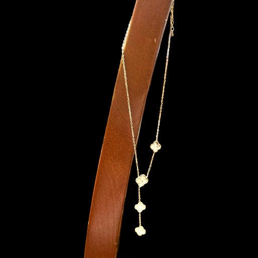 Clover Link Chain Necklace Lariat Style