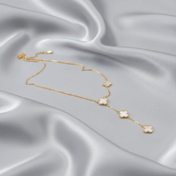 Clover Link Chain Necklace Lariat Style