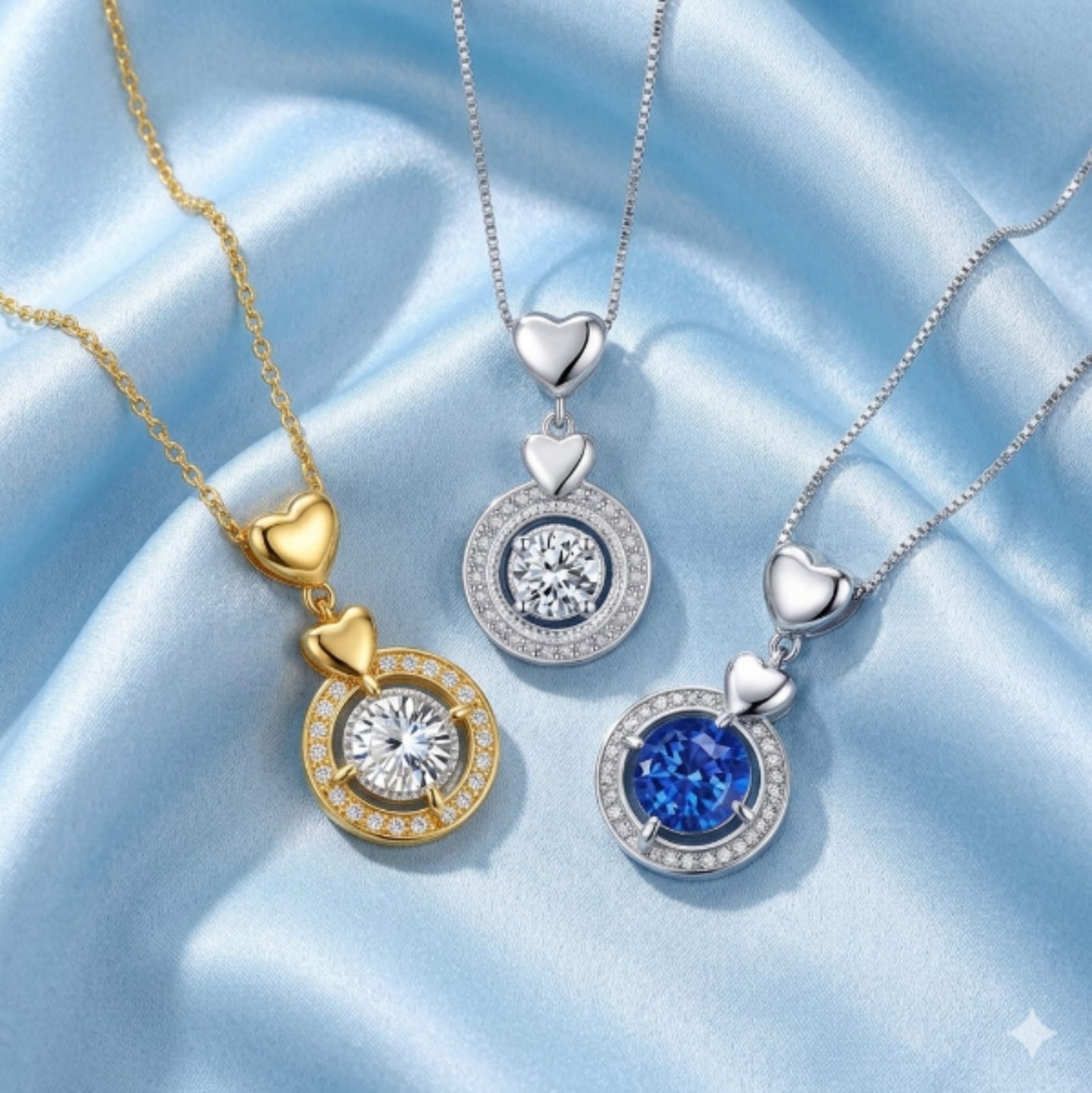 Solitary Halo Heart Pendant Necklace