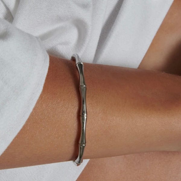 Silvertone Bamboo Cuff Bracelet