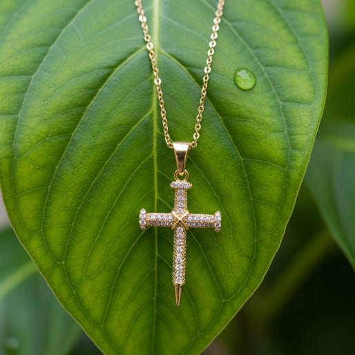Titanium Steel 18K Gold Plated Necklace with Luxury Cross