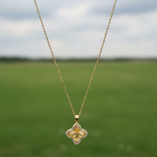 Clover Flower Titanium Steel 18K Gold Plated Jewelry Set