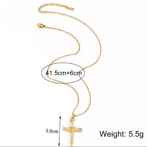 Titanium Steel 18K Gold Plated Necklace with Luxury Cross