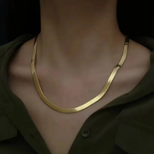 Herringbone Gold tone 18k Gold Plated Necklace
