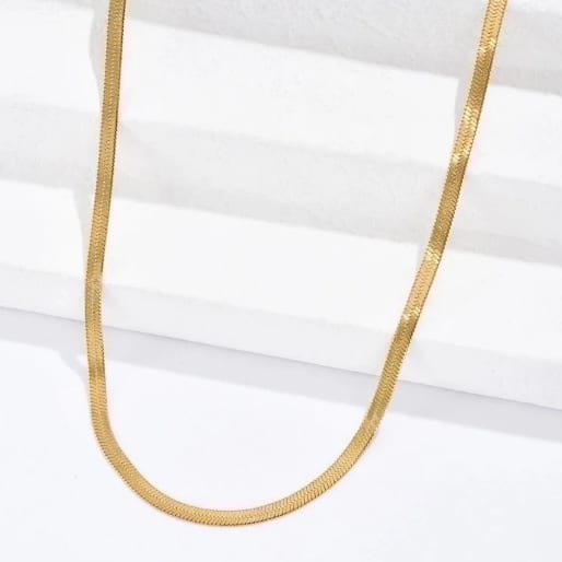 Herringbone Gold tone 18k Gold Plated Necklace