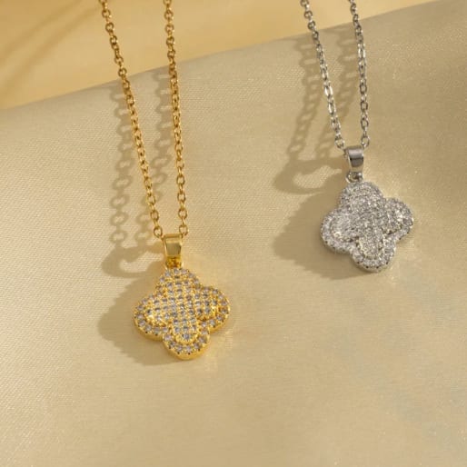 Full Zircon Four-Leaf Clover Necklace