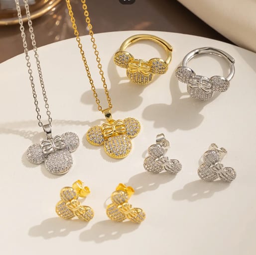 Minnie Mouse Bow Three-Pieces Jewelry Set