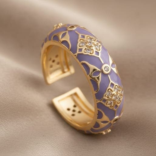 Gold and Enamel Open Band Ring
