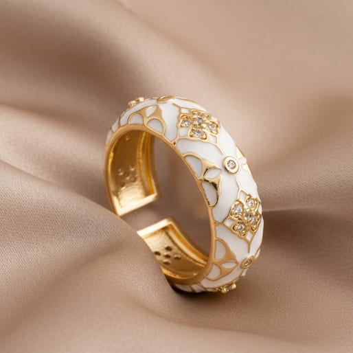Gold and Enamel Open Band Ring
