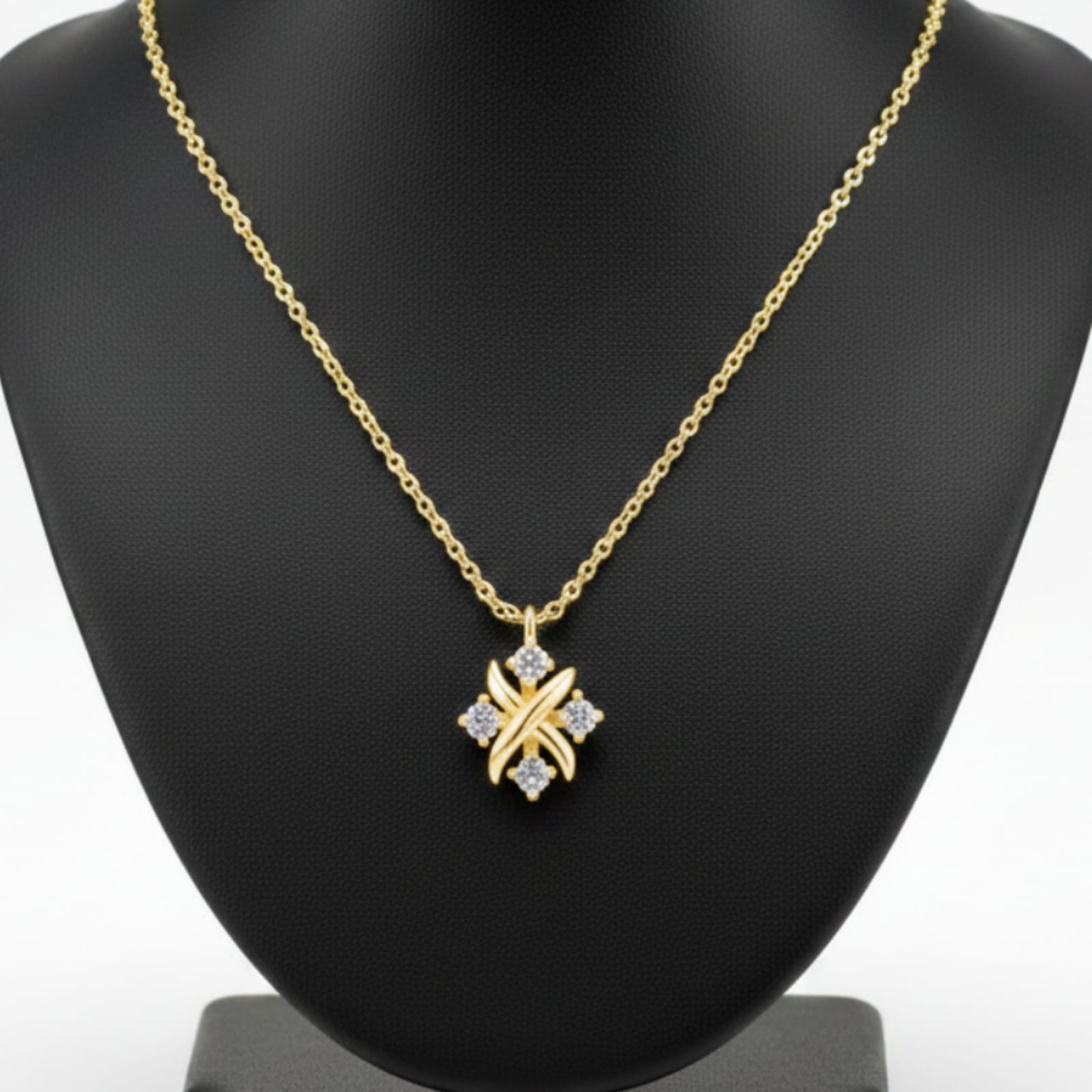Moissanite Cross Knot Pendant Necklace