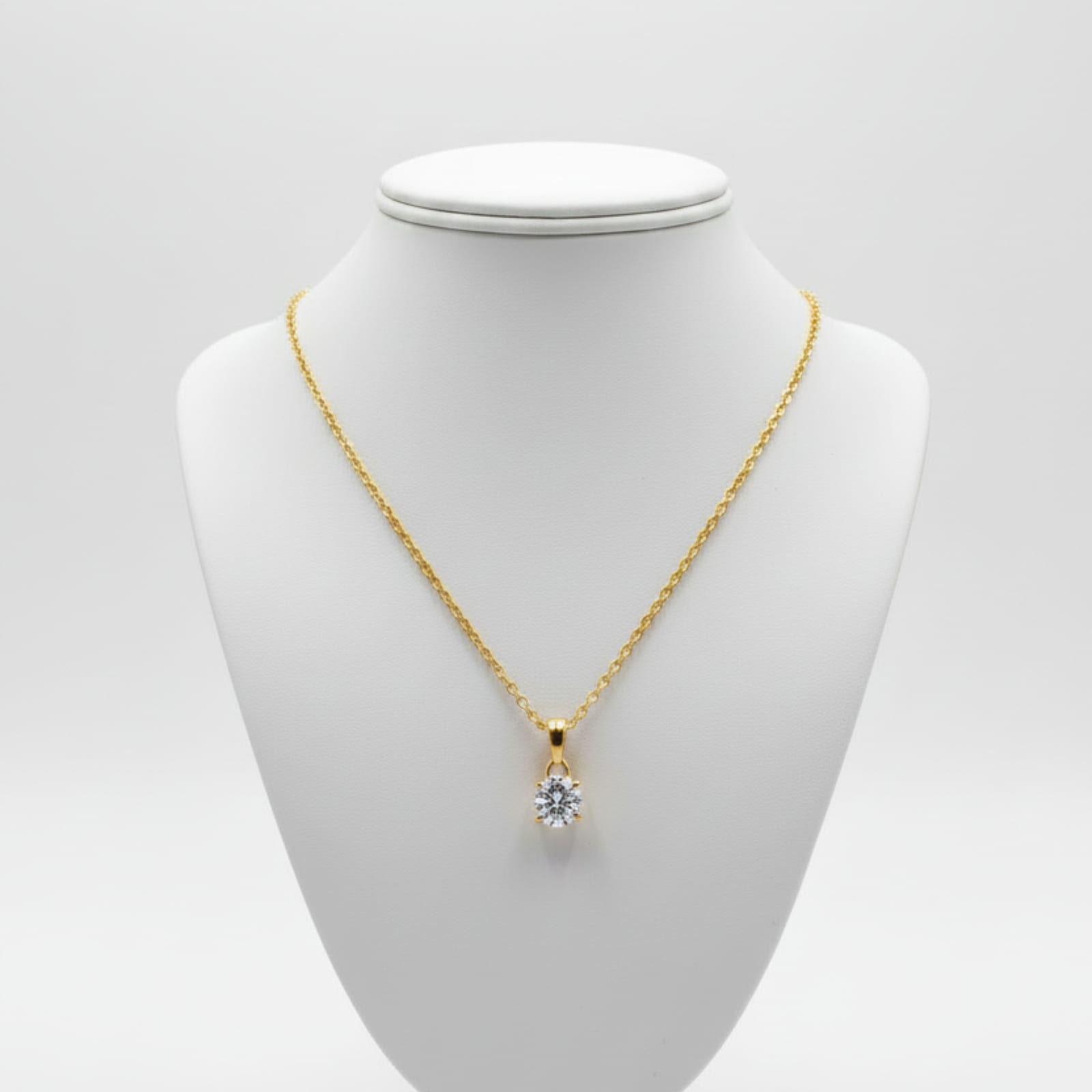 Gold Oval Moissanite Solitary Pendant Necklace