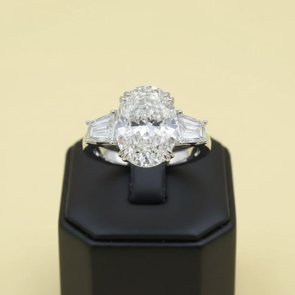 Oval and Baguette Moissanite Ring