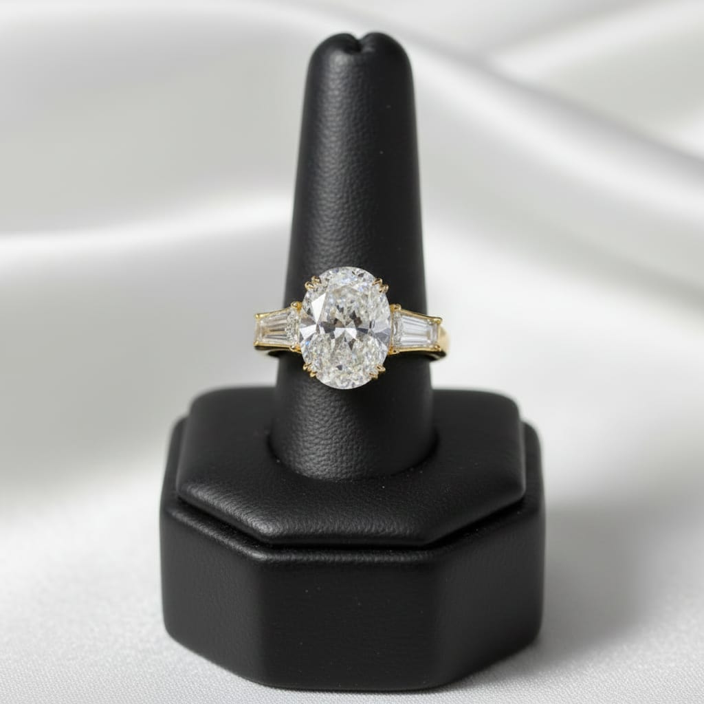 Oval and Baguette Moissanite Ring