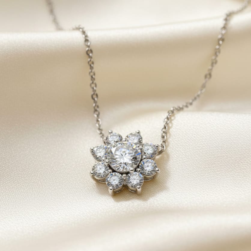 Sunflower Moissanite Pendant Necklace