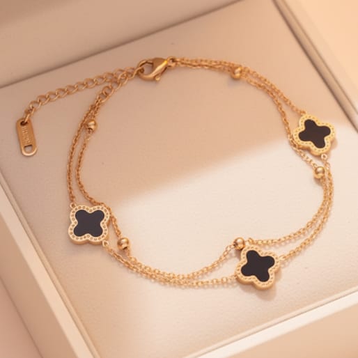 Double Chain Clover Bracelet