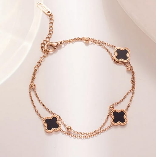 Double Chain Clover Bracelet