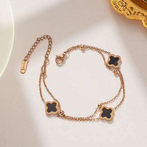 Double Chain Clover Bracelet