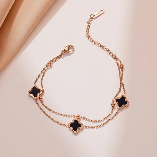 Double Chain Clover Bracelet