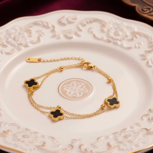Double Chain Clover Bracelet