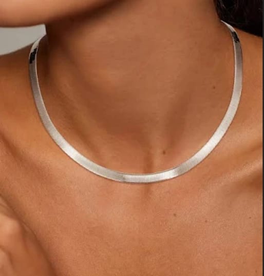 Herringbone Silver Tone Necklace