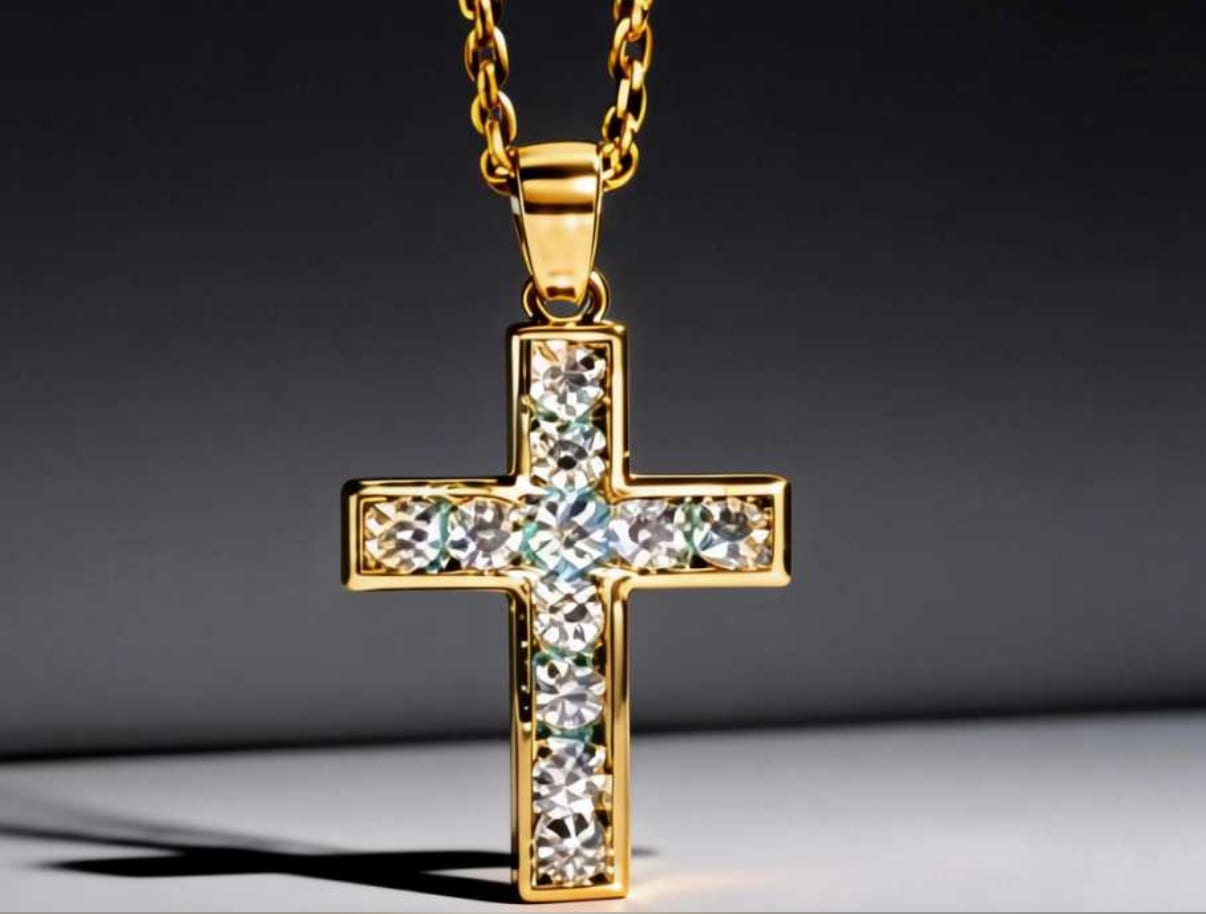 Mossainite Cross Pendant Necklace